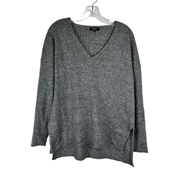Aritzia Babaton Erin Linen Blend Sweater Gray Size Medium Relaxed Fit V-Neck - Picture 2 of 8